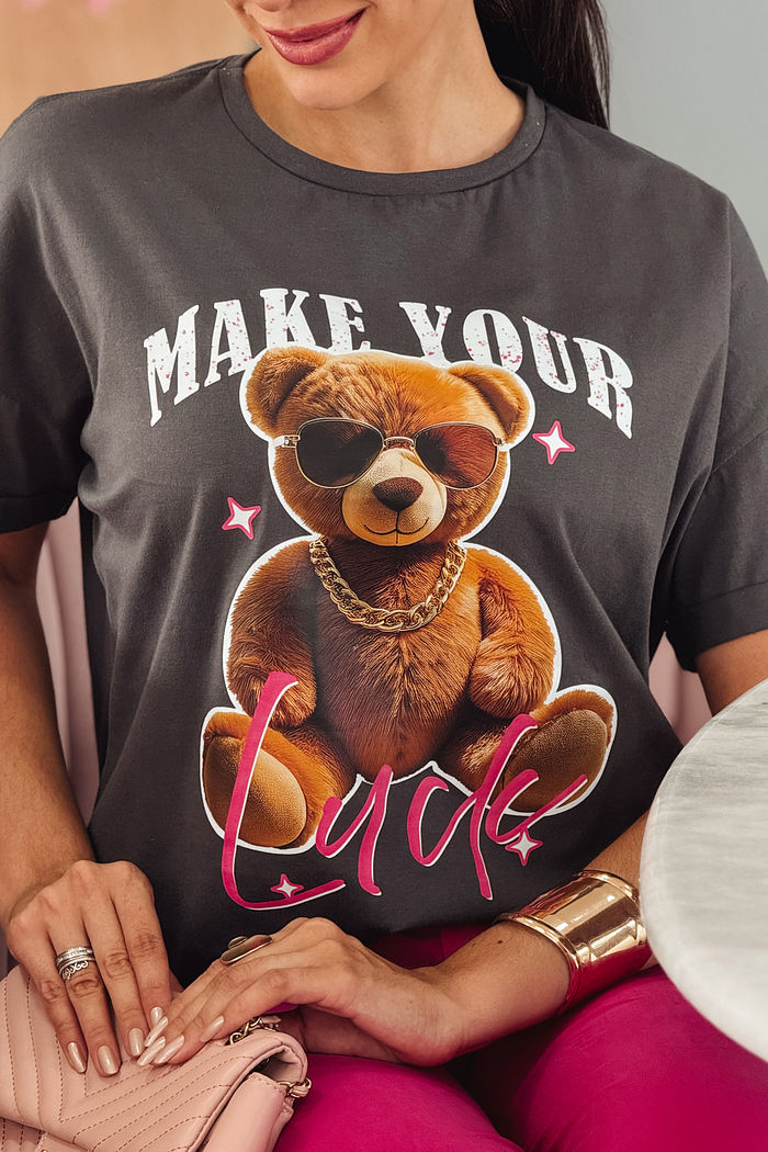 Oversized Feminina Make Your Luck DTF - Chumbo