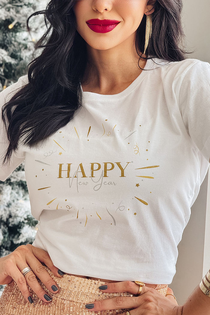 T-Shirt Happy New Year - Neve