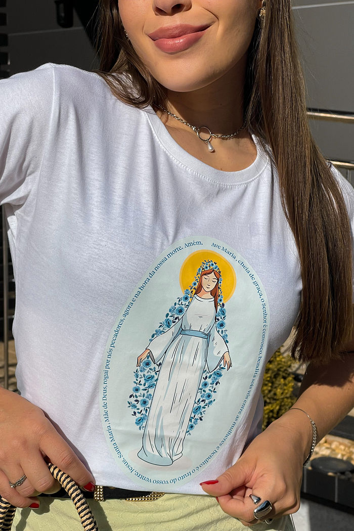 T-Shirt Nossa Senhora das Graças DTF - Neve