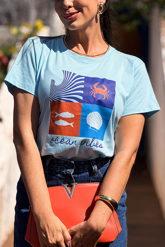 T-Shirt Ocean vibes DTF - Azul claro