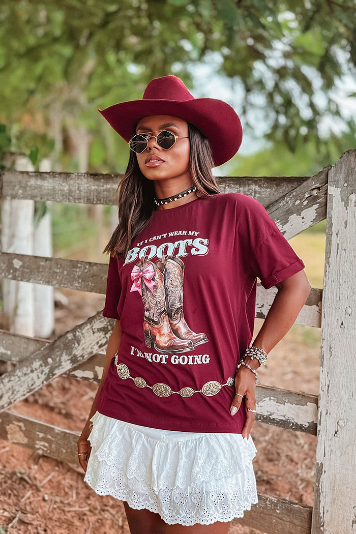 Oversized feminina Boots DTF - Bordô