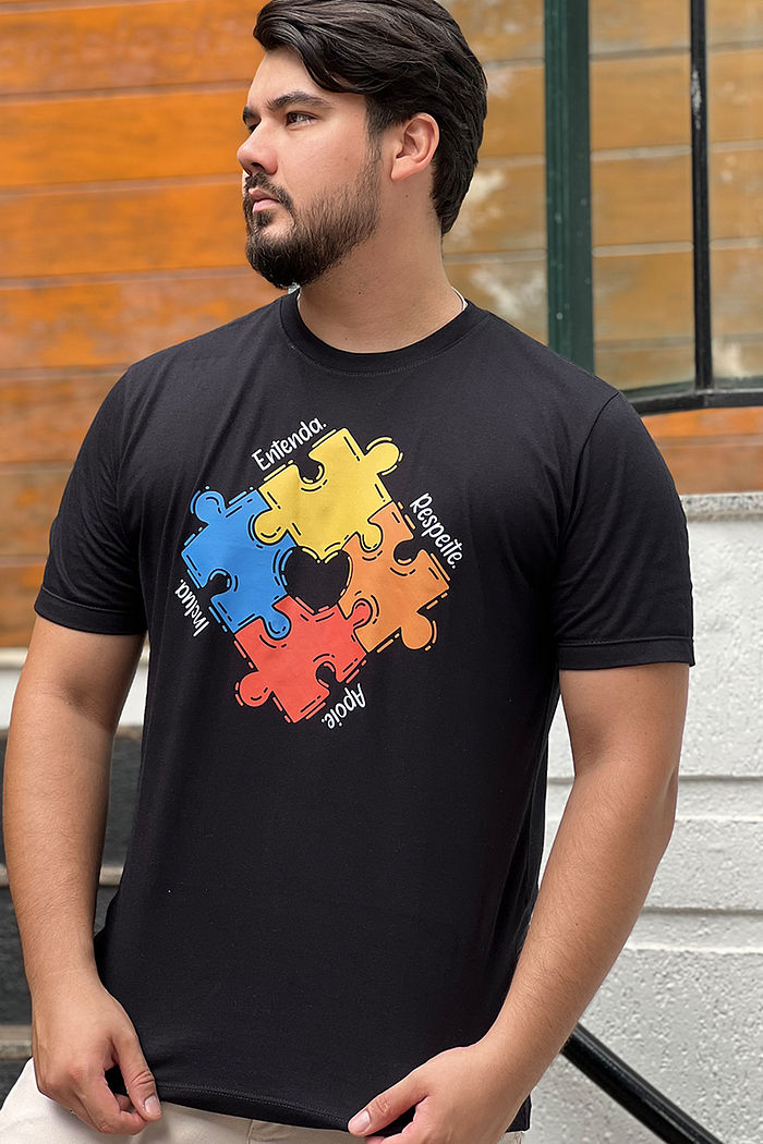 Max Tee Entenda, Respeite, inclua e Apoie - Autismo DTF - Preto