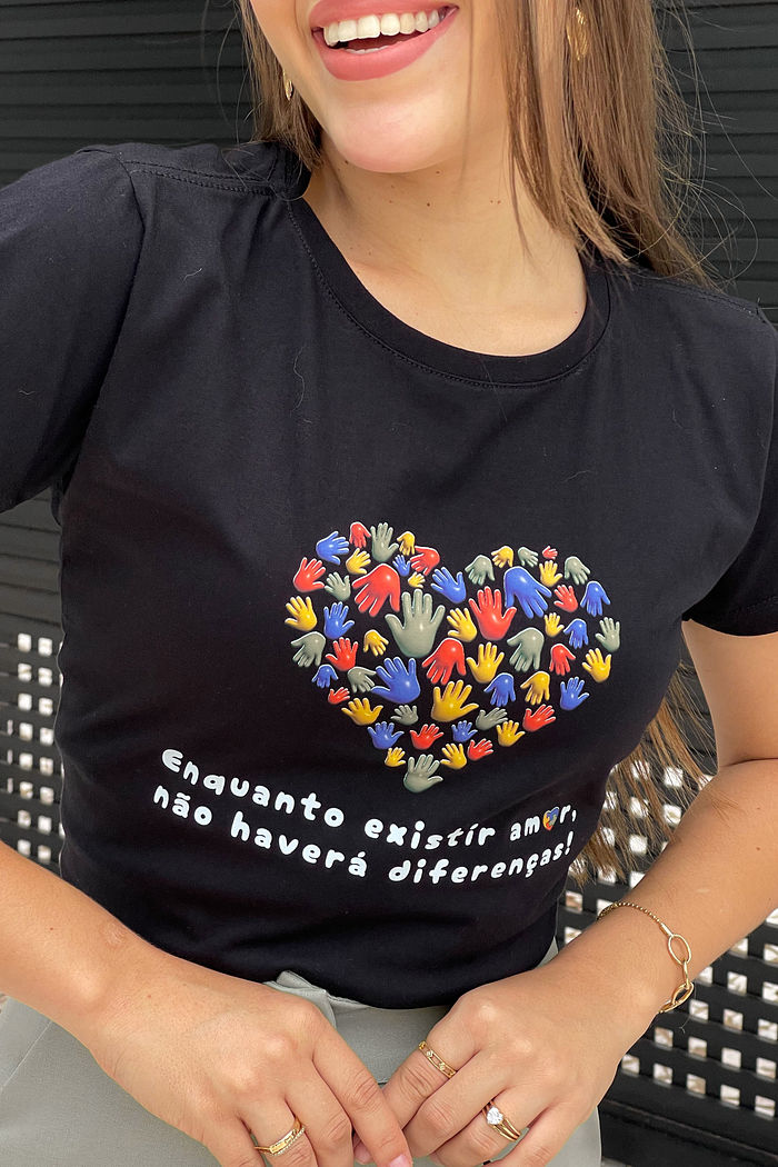 T-Shirt Enquanto existir amor - Autismo DTF - Preto