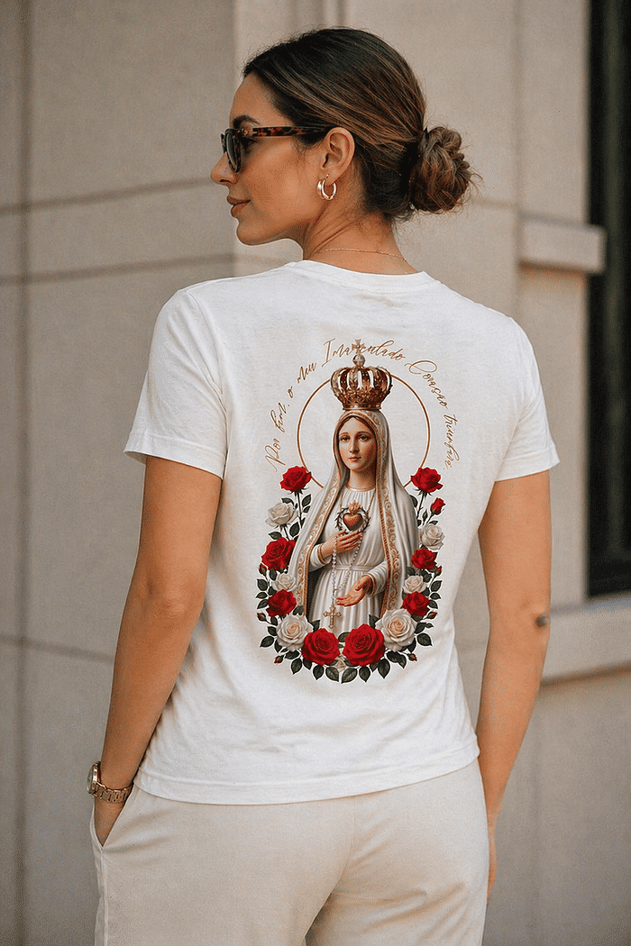 T-Shirt Rogai por nós N.S. Fátima DTF - Neve.