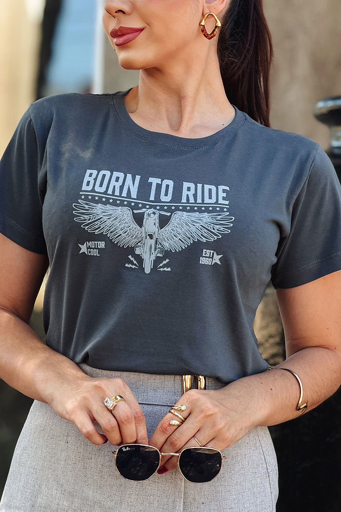 T-Shirt Born to ride DTF - Chumbo