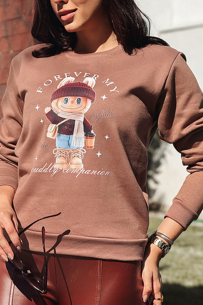 Moletom Gola Careca Forever my DTF - Mocha Mousse