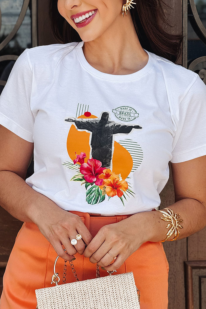 T-Shirt Cristo Redentor - Made in Brazil DTF - Neve