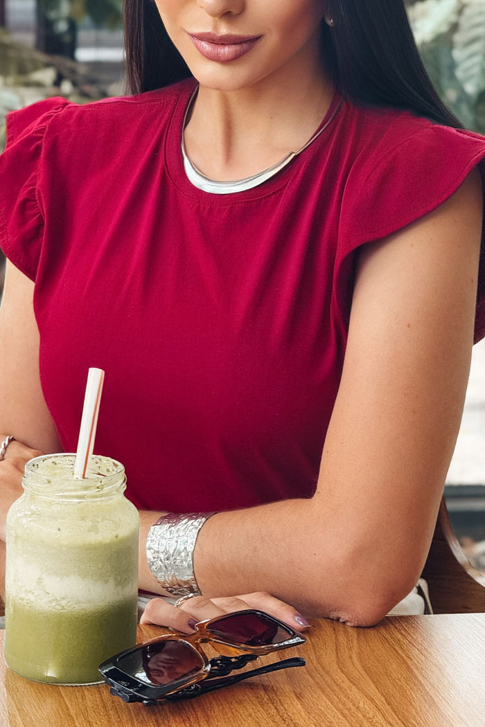 Blusa Isis Manga Fru Fru Bordô