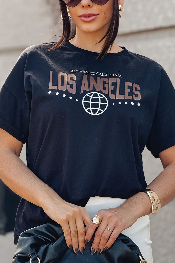Oversized Feminina Authentic Los Angeles DTF - Preto