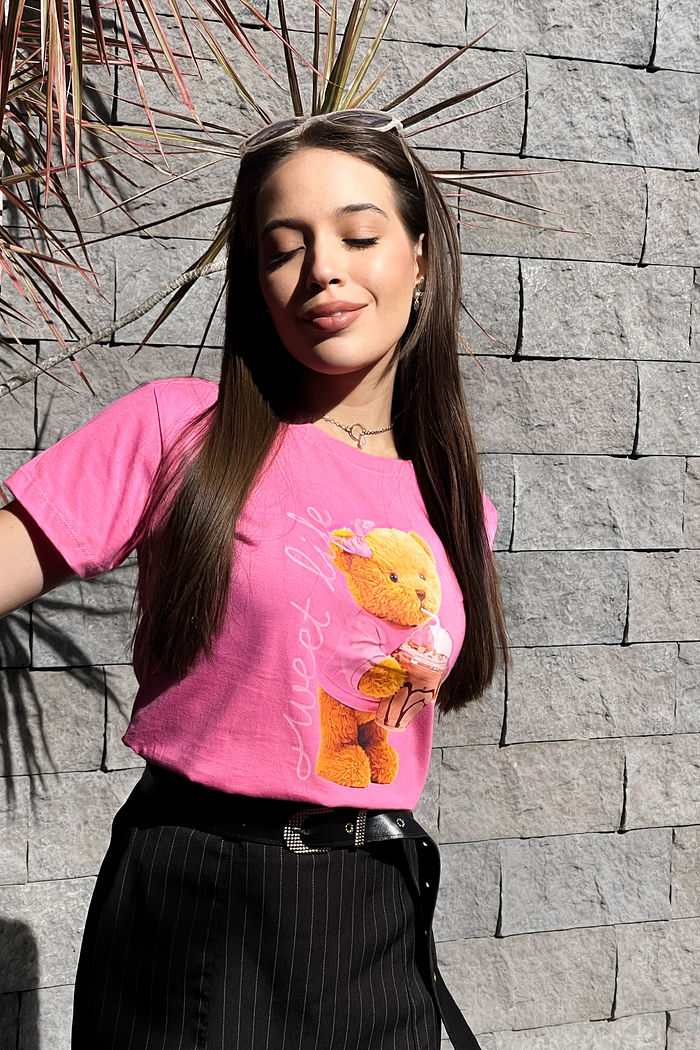 T-Shirt Sweet life DTF - Rosa