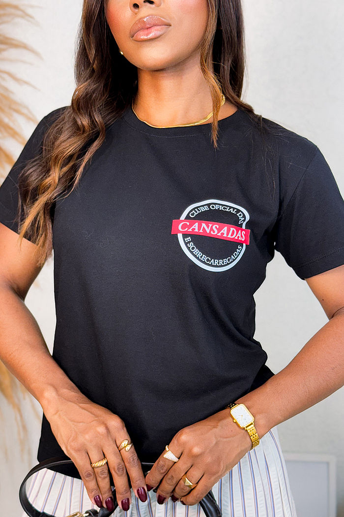 T-Shirt Club oficial das cansadas DTF - Preto