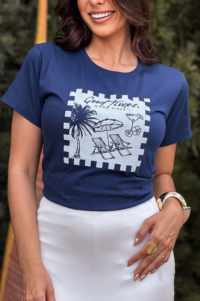 T-Shirt Good times, Good vibes DTF - Marinho