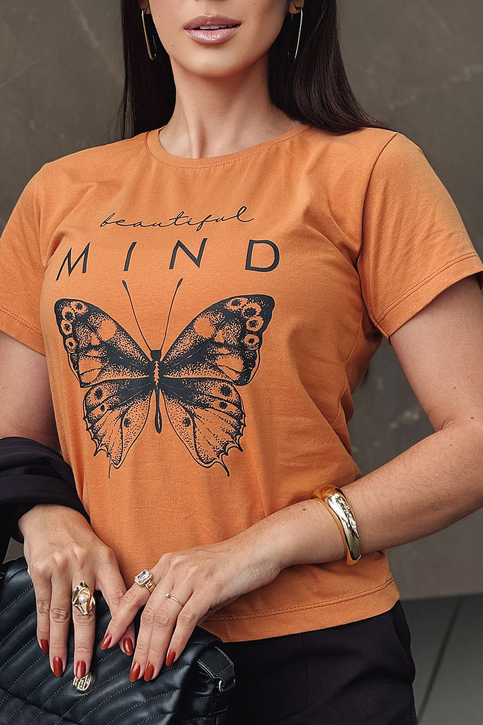T-Shirt Beautiful mind - Caramelo