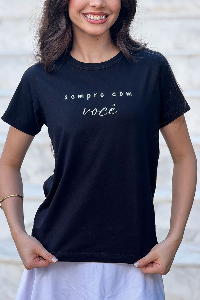 T-Shirt Infantil Sempre com você DTF - Preto
