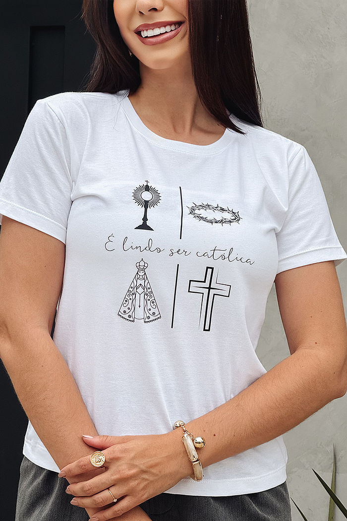 T-Shirt Símbolos - É Lindo ser Católica DTF
