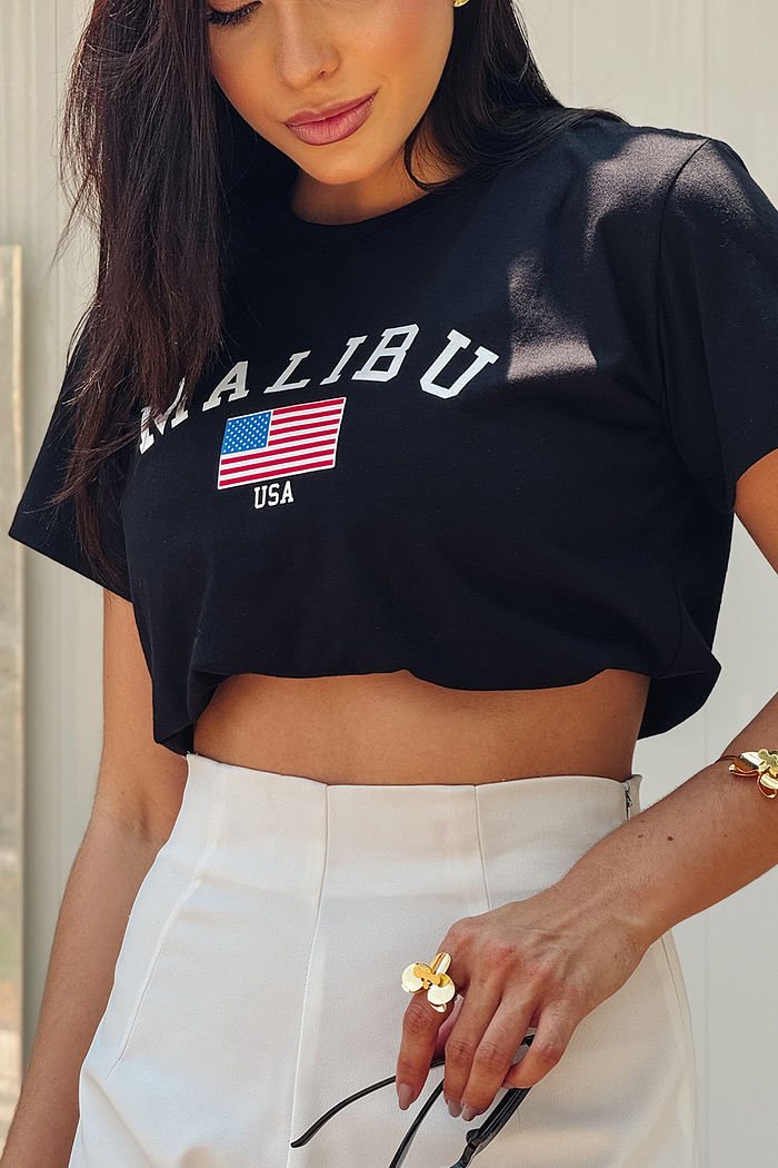 T-Shirt Malibu USA - Preto