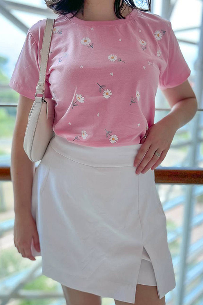 T-Shirt Margaridas Poá - Blush