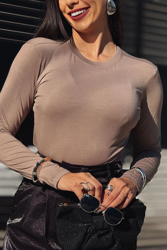 Blusa Giovana Manga Longa Viscolycra - Nescau