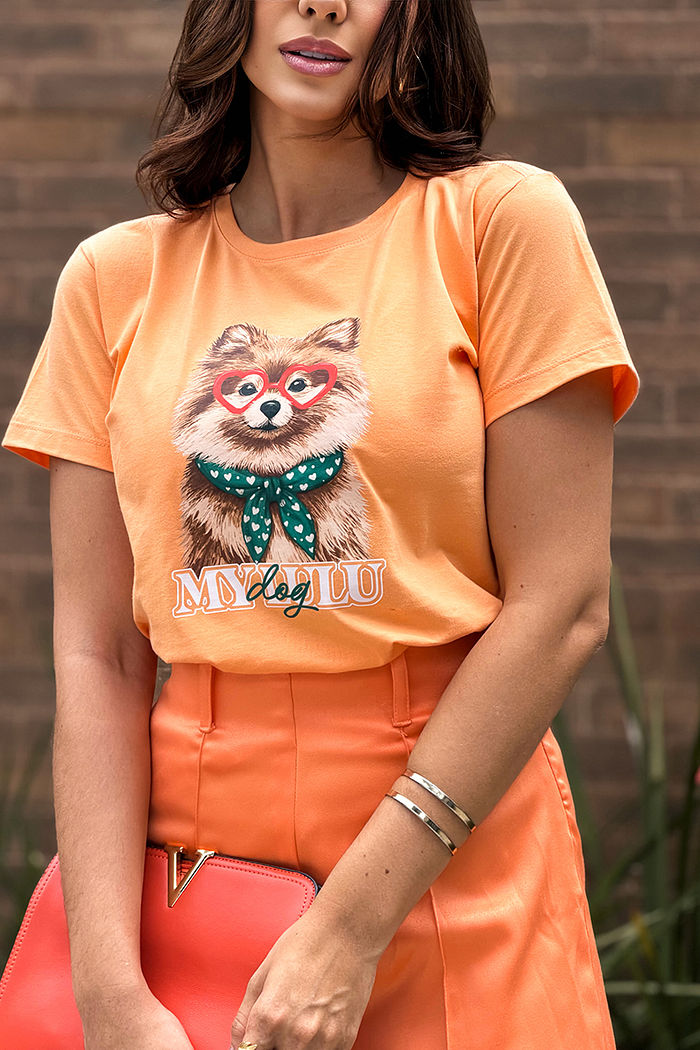 T-Shirt My Lulu dog DTF - Tangerina