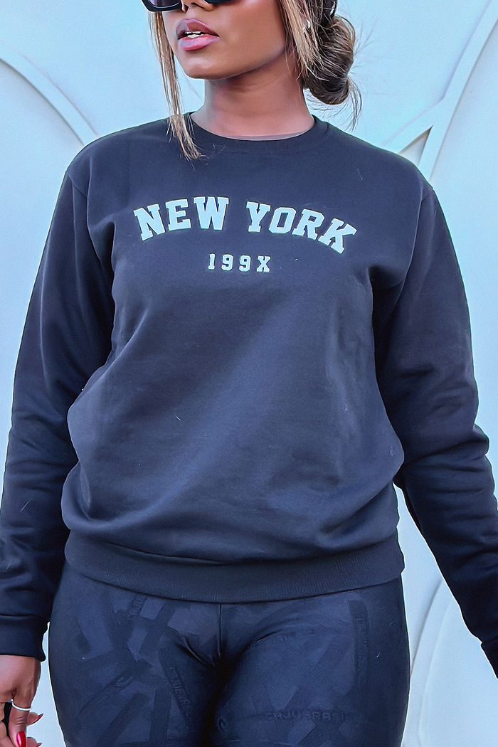 Moletom Gola Careca New York 199X AR - Preto