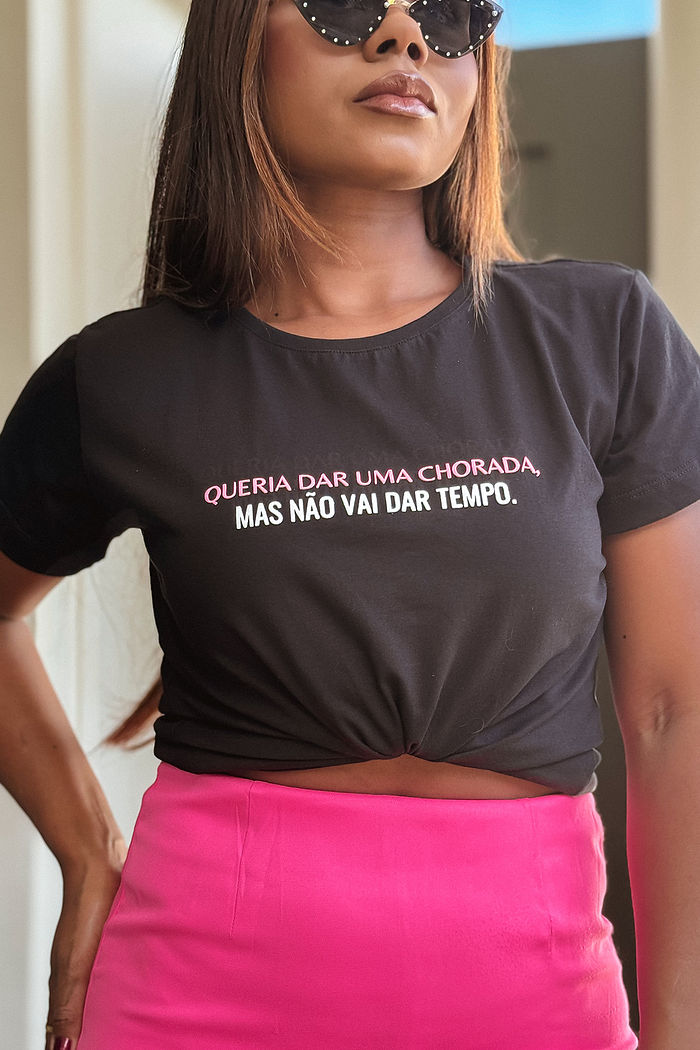 T-Shirt Queria dar uma chorada - Preto