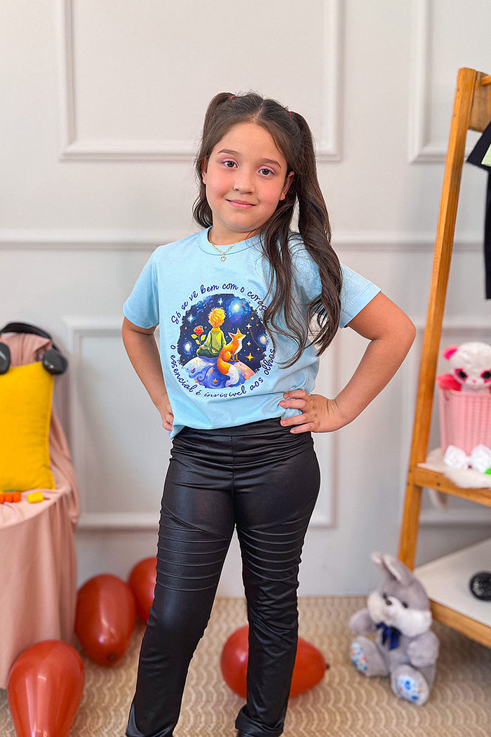 T-Shirt Infantil Pequeno Principe DTF - Azul Claro
