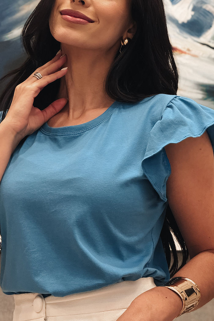 Blusa Isis Manga Fru Fru Blue