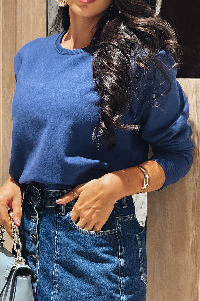 Moletom Gola Careca Básico - Azul Petróleo