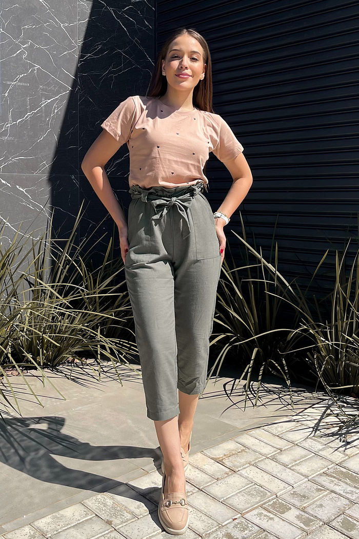 T-Shirt Corações pequenos poá - Bege