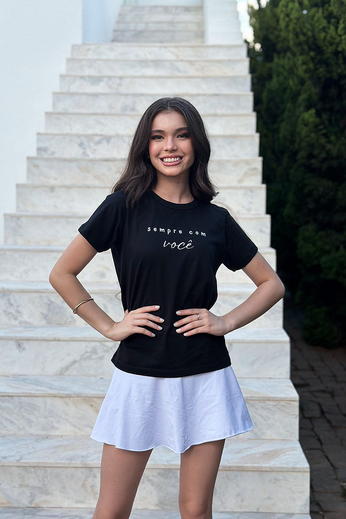 T-Shirt Infantil Sempre com você DTF - Preto