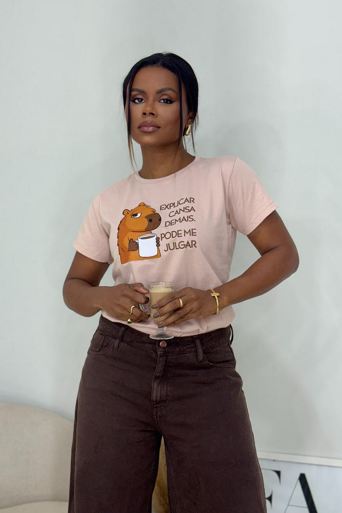 T-Shirt Explicar cansa demais DTF - Bege