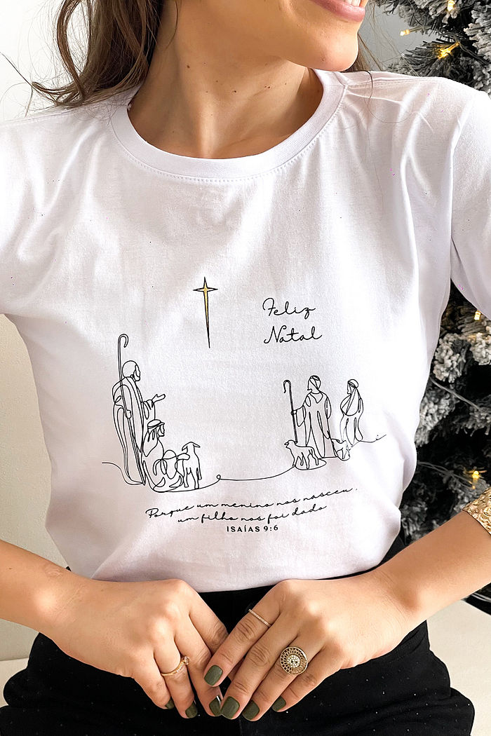 T-Shirt Porque um menino nos nasceu - Branco