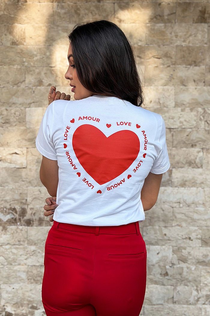 T-Shirt Coração - Amour Love DTF - Neve