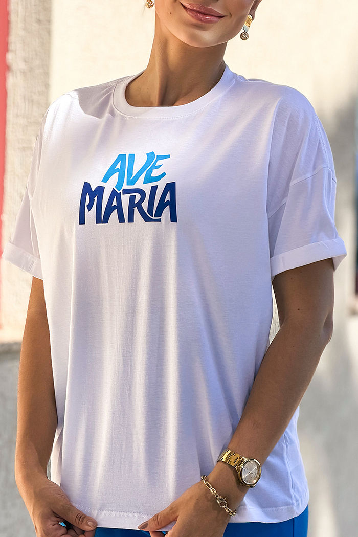 Oversized Feminina Ave Maria - Sou toda tua Maria DTF - Neve