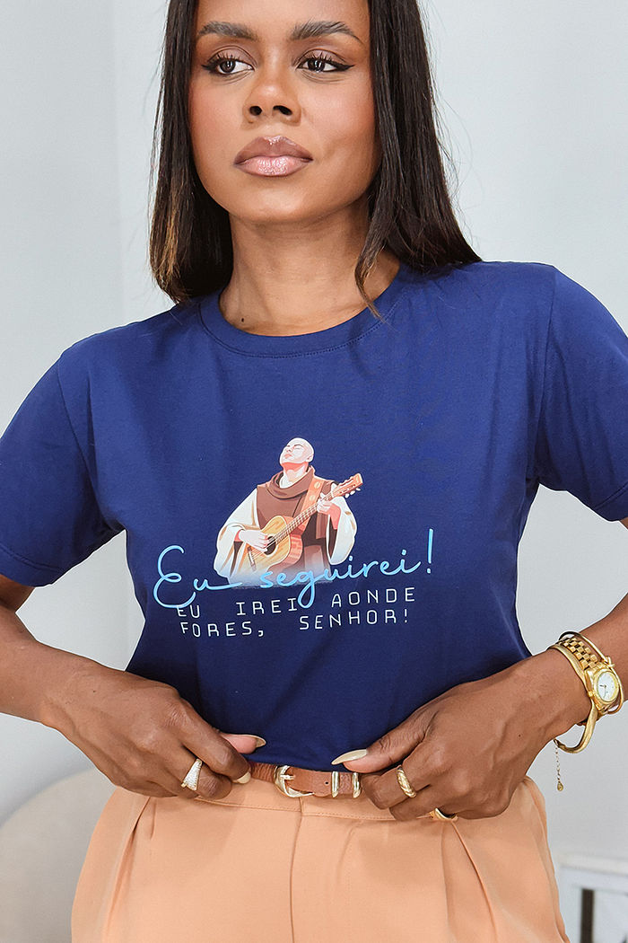 T-Shirt Eu irei aonde fores, Senhor DTF - Marinho