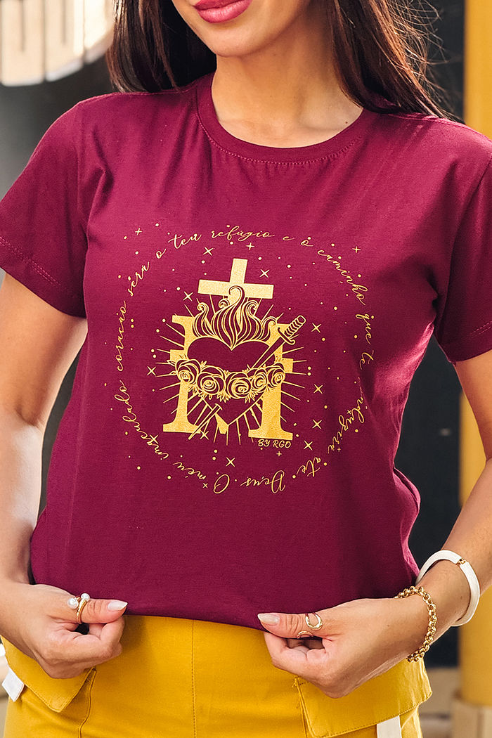 T-Shirt Imaculado Coração - Borgonha