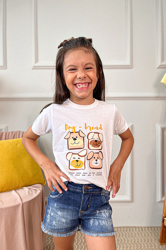 T-Shirt Infantil Dog Bread DTF - Neve
