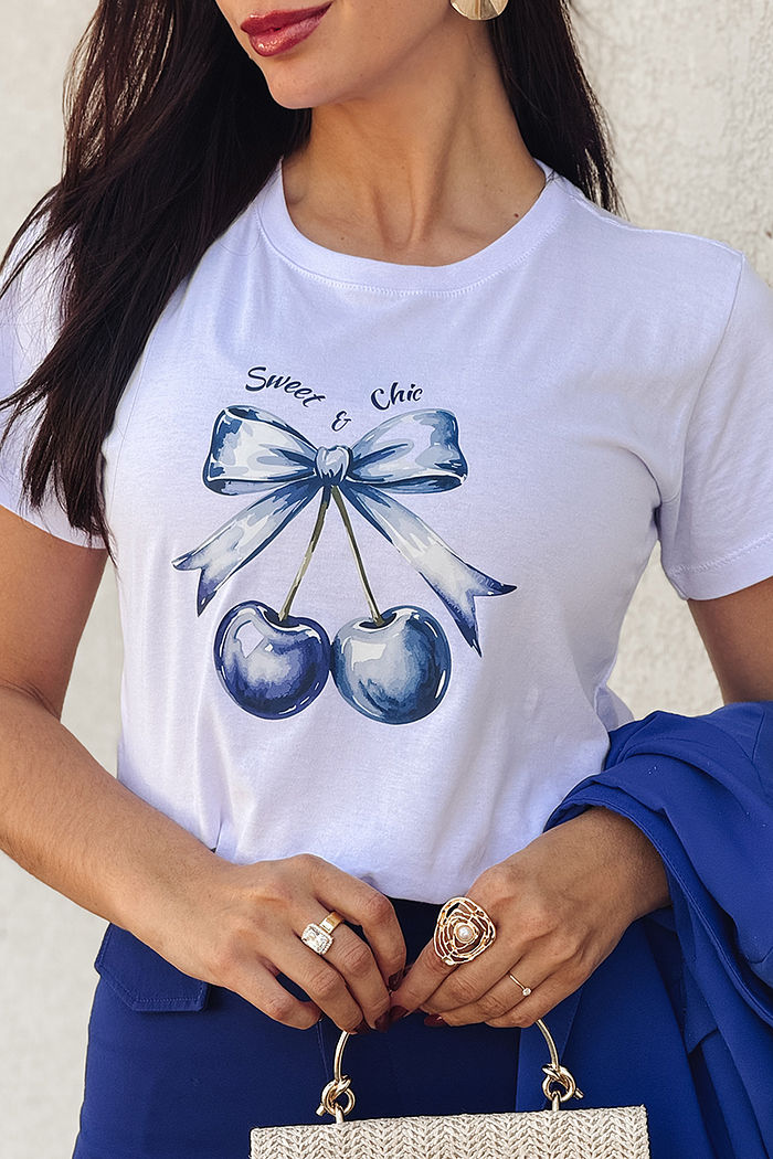 T-Shirt Sweet & Chic DTF - Branco