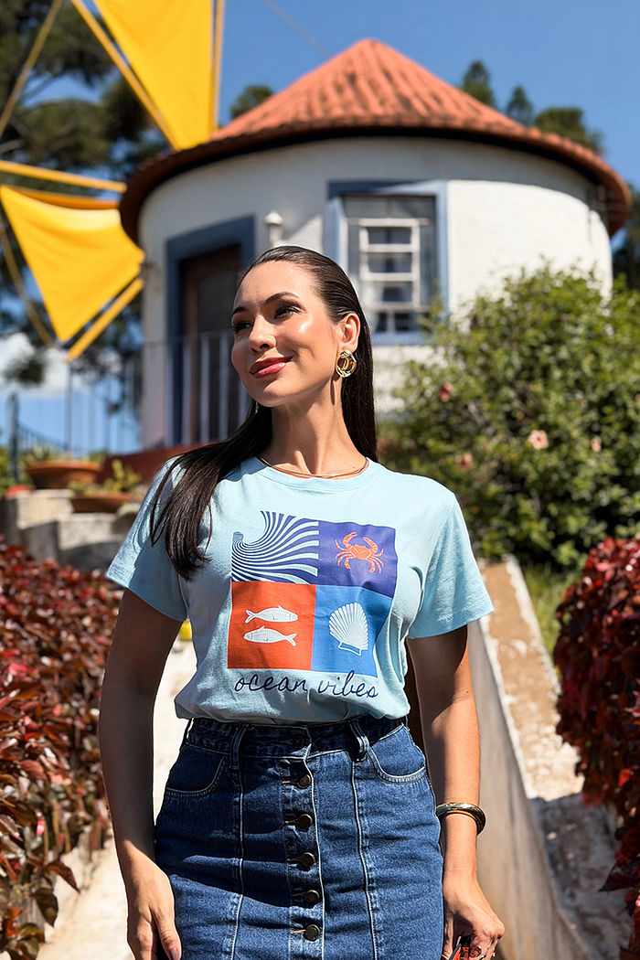 T-Shirt Ocean vibes DTF - Azul claro