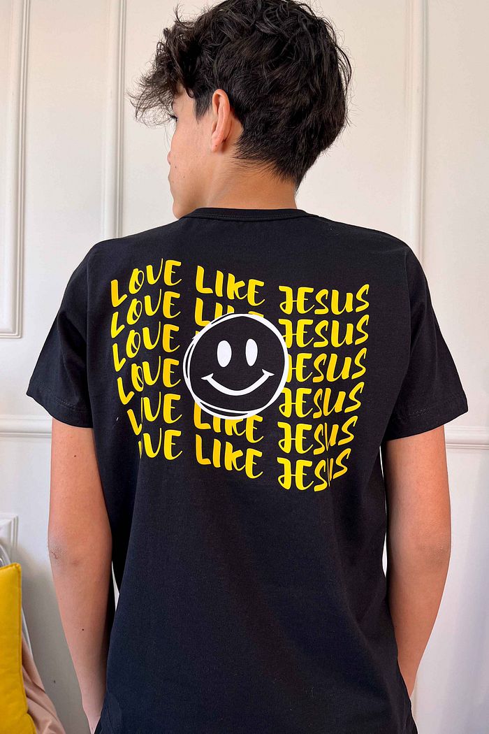 T-Shirt Infantil Love like Jesus DTF - Preto