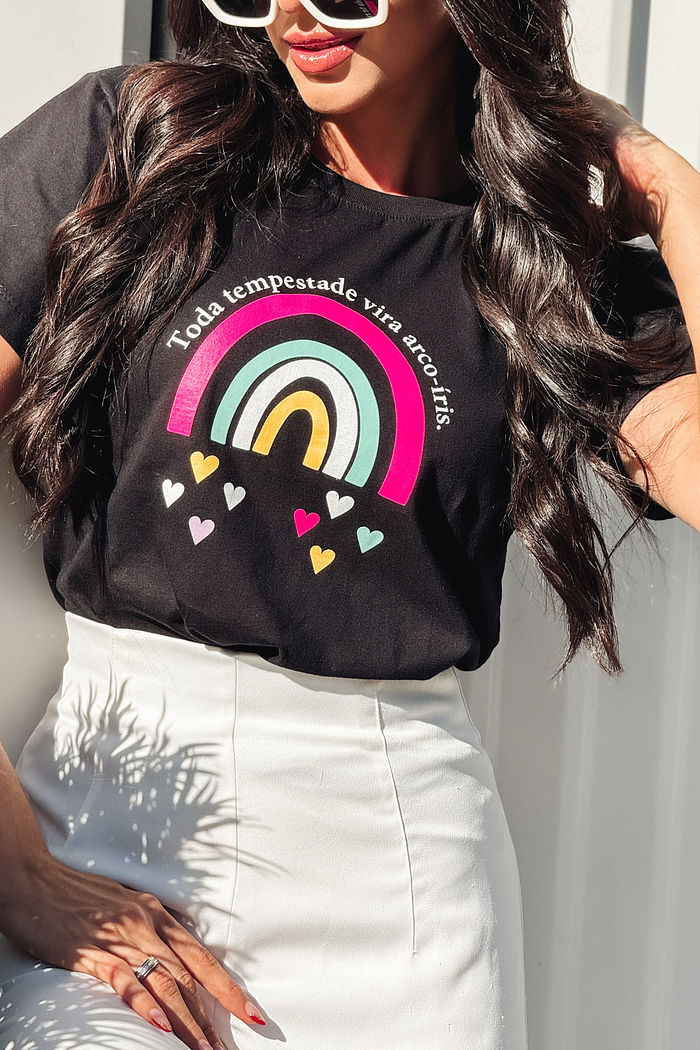 T-Shirt Toda tempestade vira arco-íris - Preto