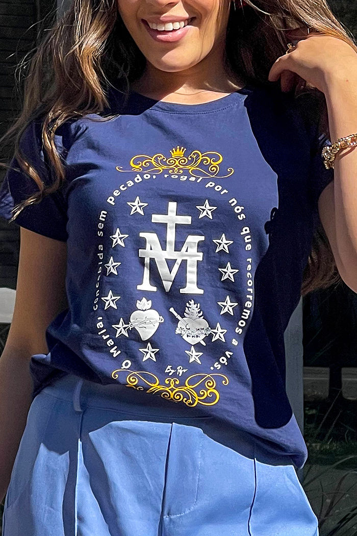 T-Shirt Ó Maria - Marinho