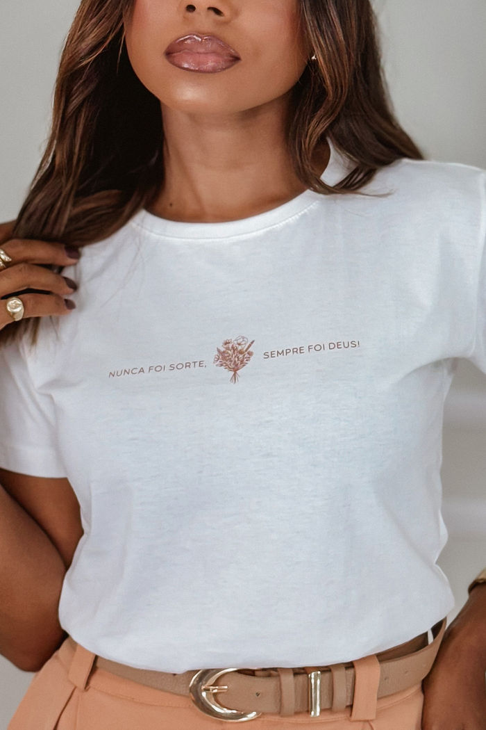 T-Shirt Nunca foi sorte, sempre foi Deus - Neve