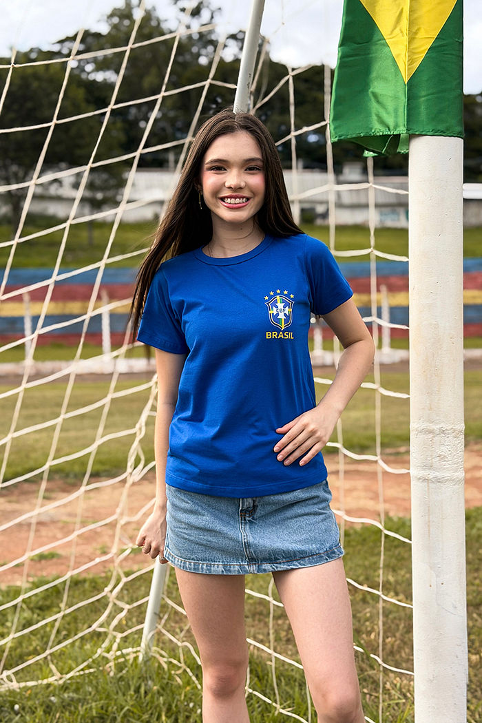 T-Shirt Infantil Brasão DTF - Azul Especial