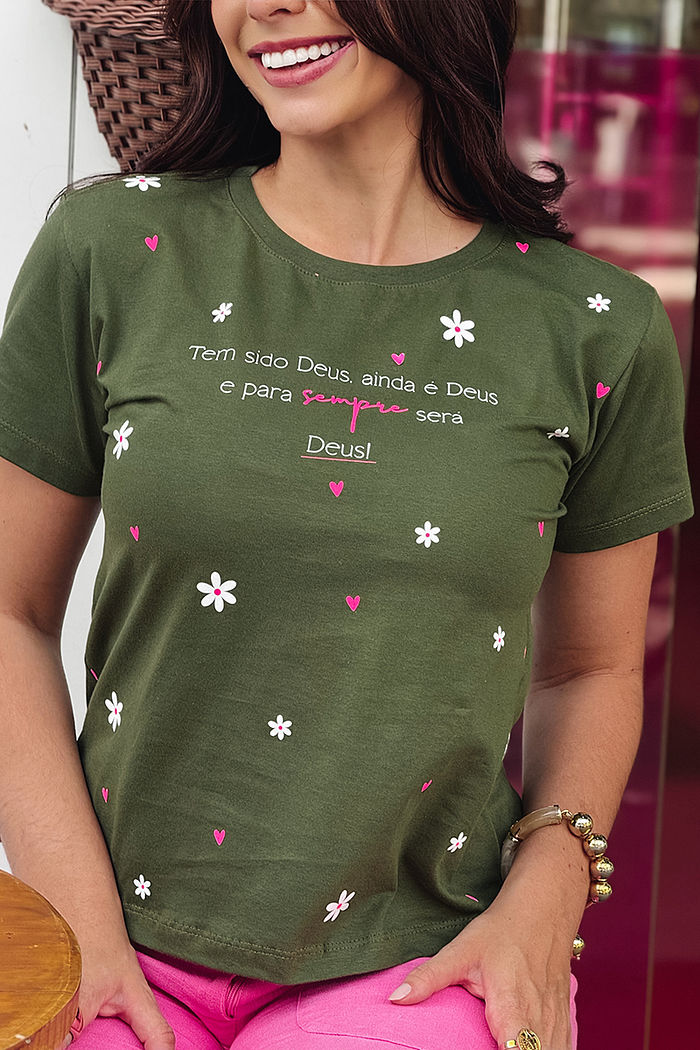 T-Shirt Tem sido Deus poá - Verde Oliva