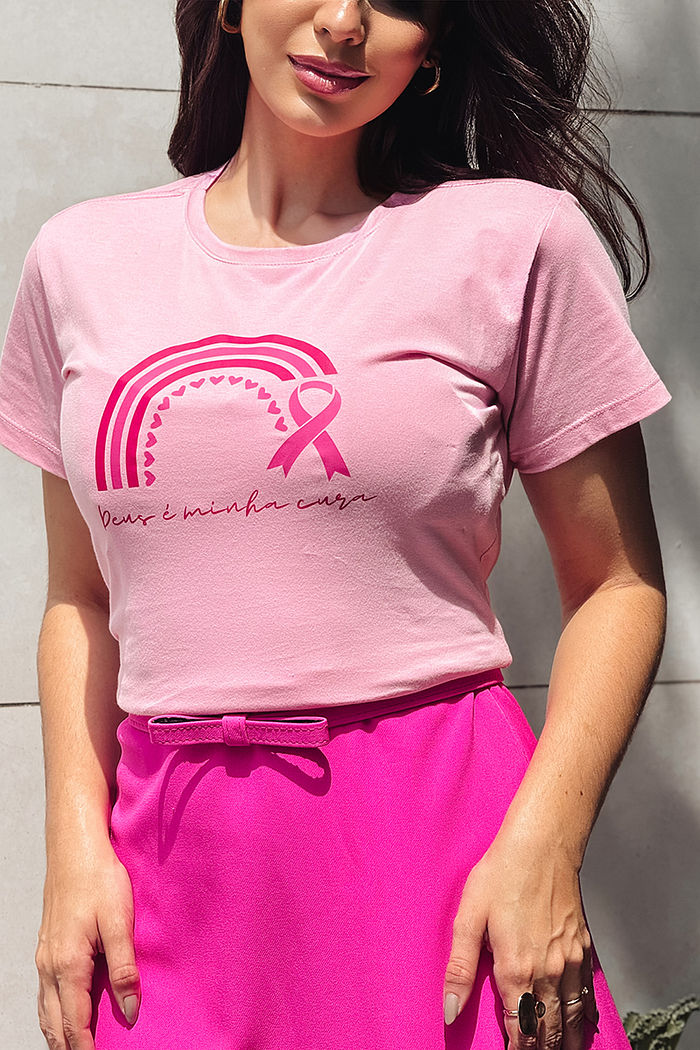 T-Shirt Deus é minha cura DTF - Blush