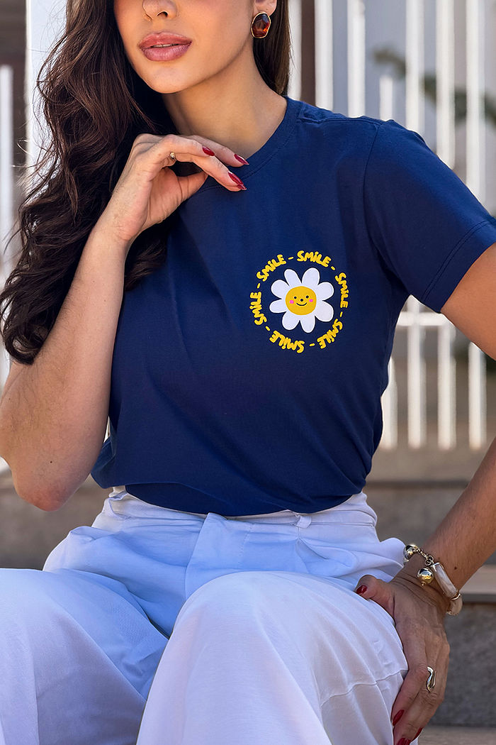 T-Shirt Smile peito - Marinho