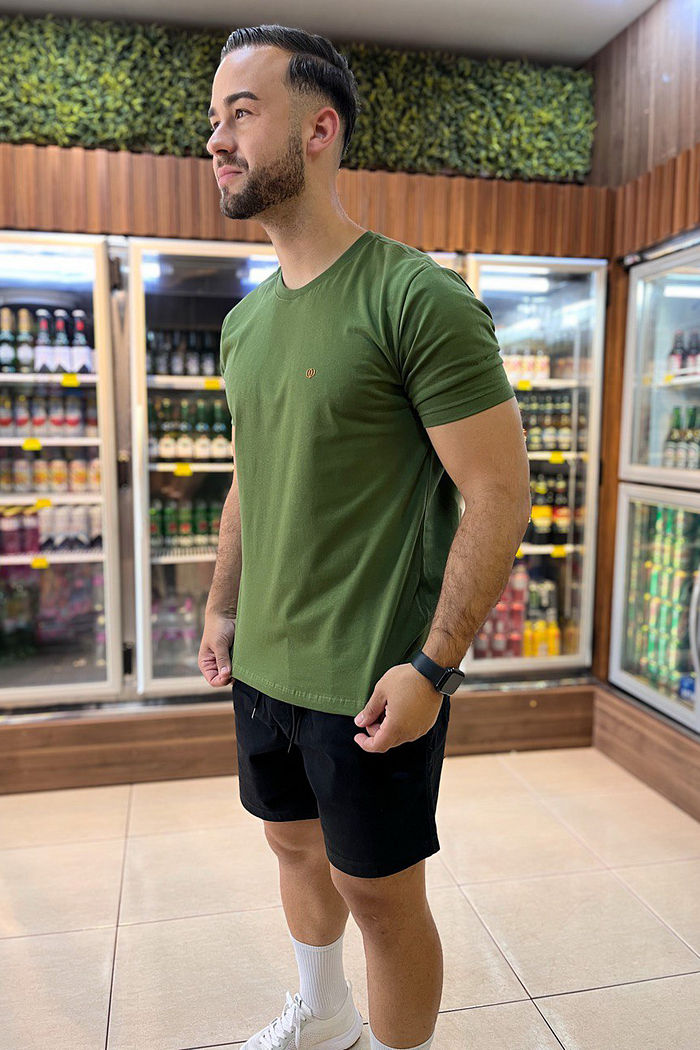 Max Tee Logo algodão no peito - Verde Oliva