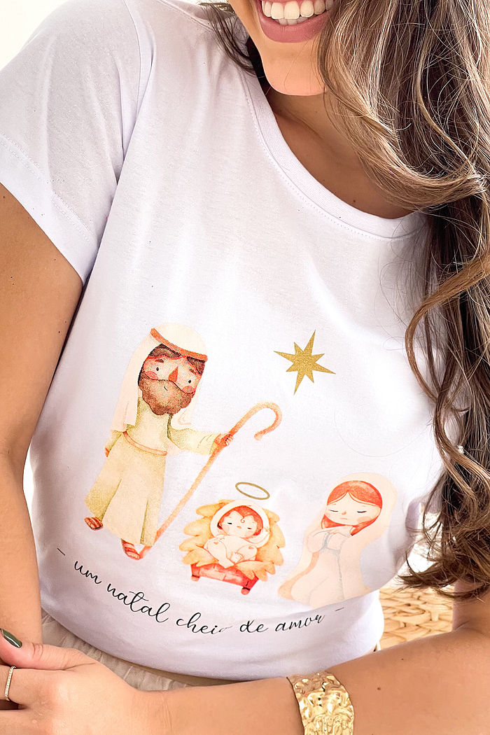 T-Shirt Um Natal cheio de amor - Branco