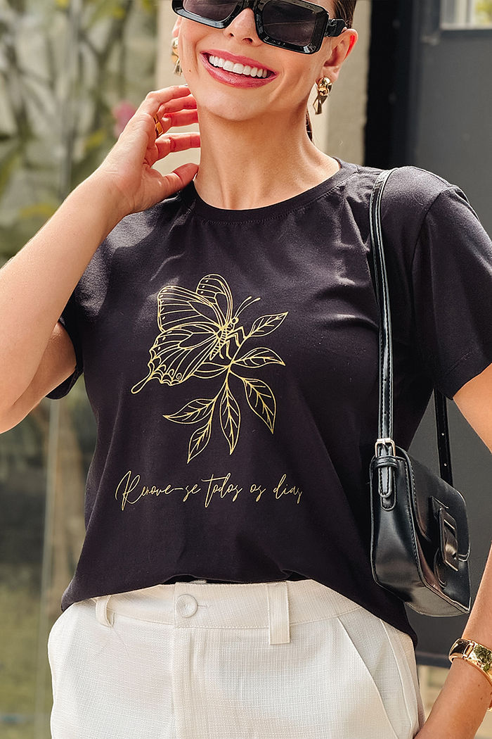 T-Shirt Renova-se todos dos dias - Preto